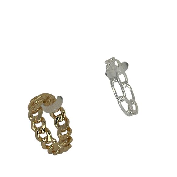 18K Gold Plated Chain Band Ring (2 Piece Set) Size 8 Chic Trendy Style Shiny NWT - Picture 6 of 9